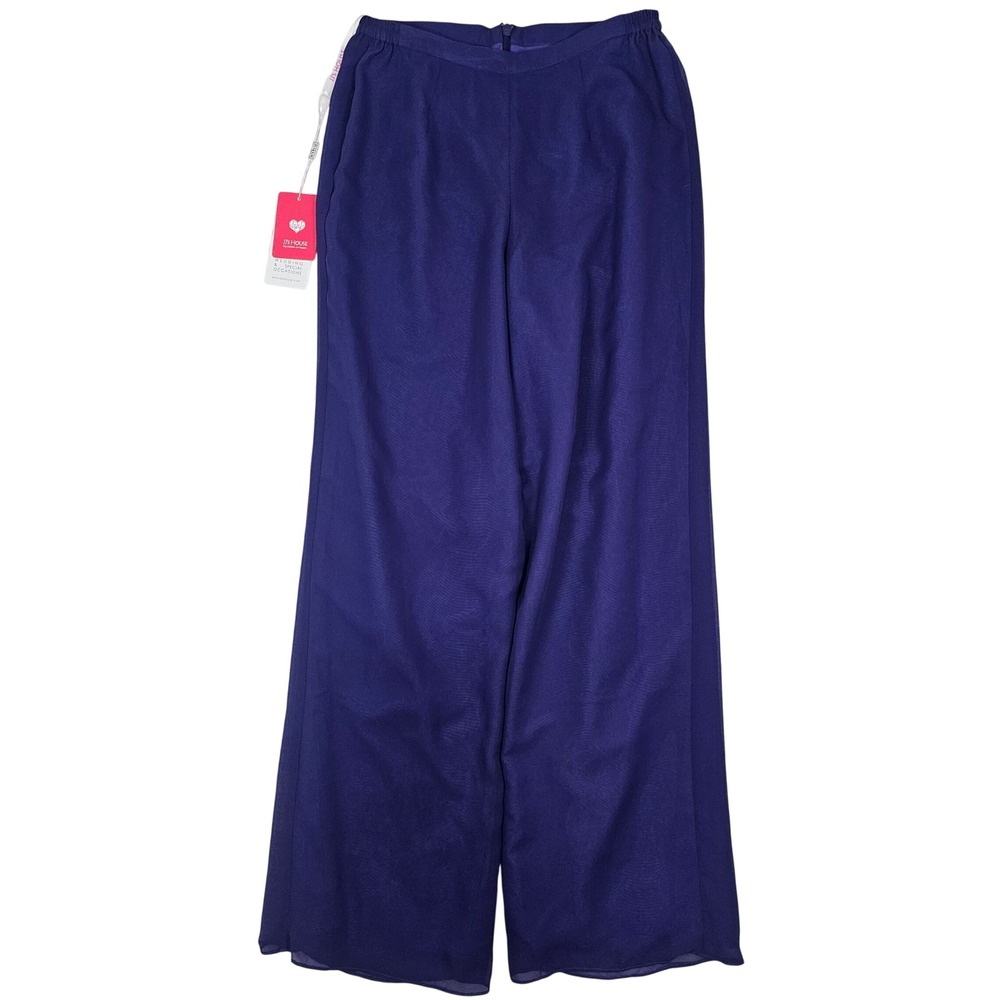 JJs House Royal Blue Chiffon Wide Leg Pants Formal Wedding Guest Trousers NWT